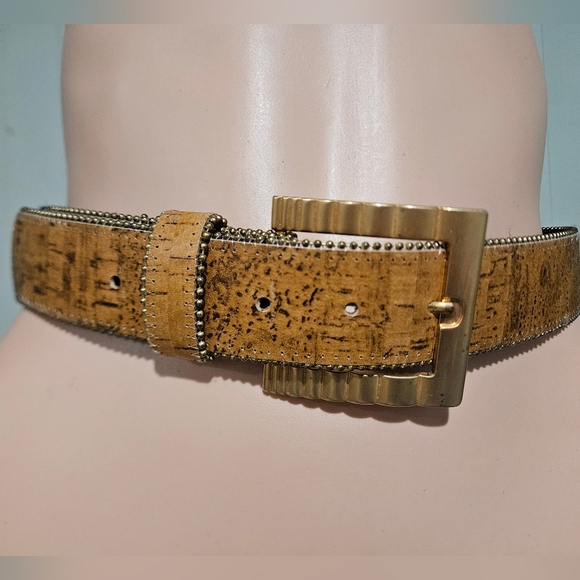Vintage Paul Harris Leather Belt — Made in USA — Gold Statement Buckle. Size SM main image 8